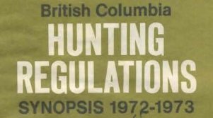 1972 BC Hunting Regulations