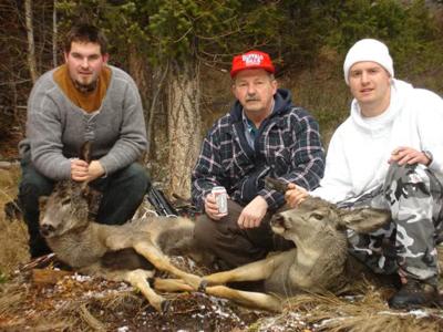 Greg, Harry and I with mine and Gregs doe's.